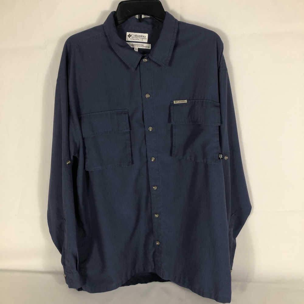 Columbia Shirt GRT Mens XL Button Long Sleeve Button Down Blue Hike Camp Blue